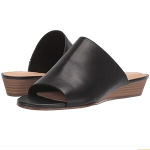 NEW CLARKS MENA ROSE LEATHER BLACK SLIDE SANDALS 7 SHOES